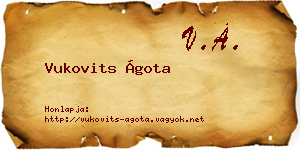 Vukovits Ágota névjegykártya